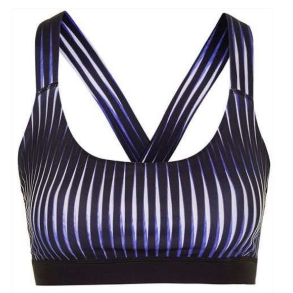 NEW ~ IVY PARK Beyoncé Active Wear  Black & Blue Striped Sports Bra size Medium - Picture 9 of 11